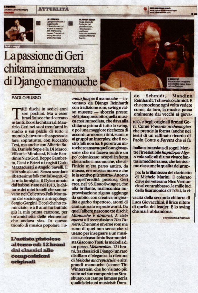 ARTICOLO GERI -Repubblica 6 Gennaio 2013